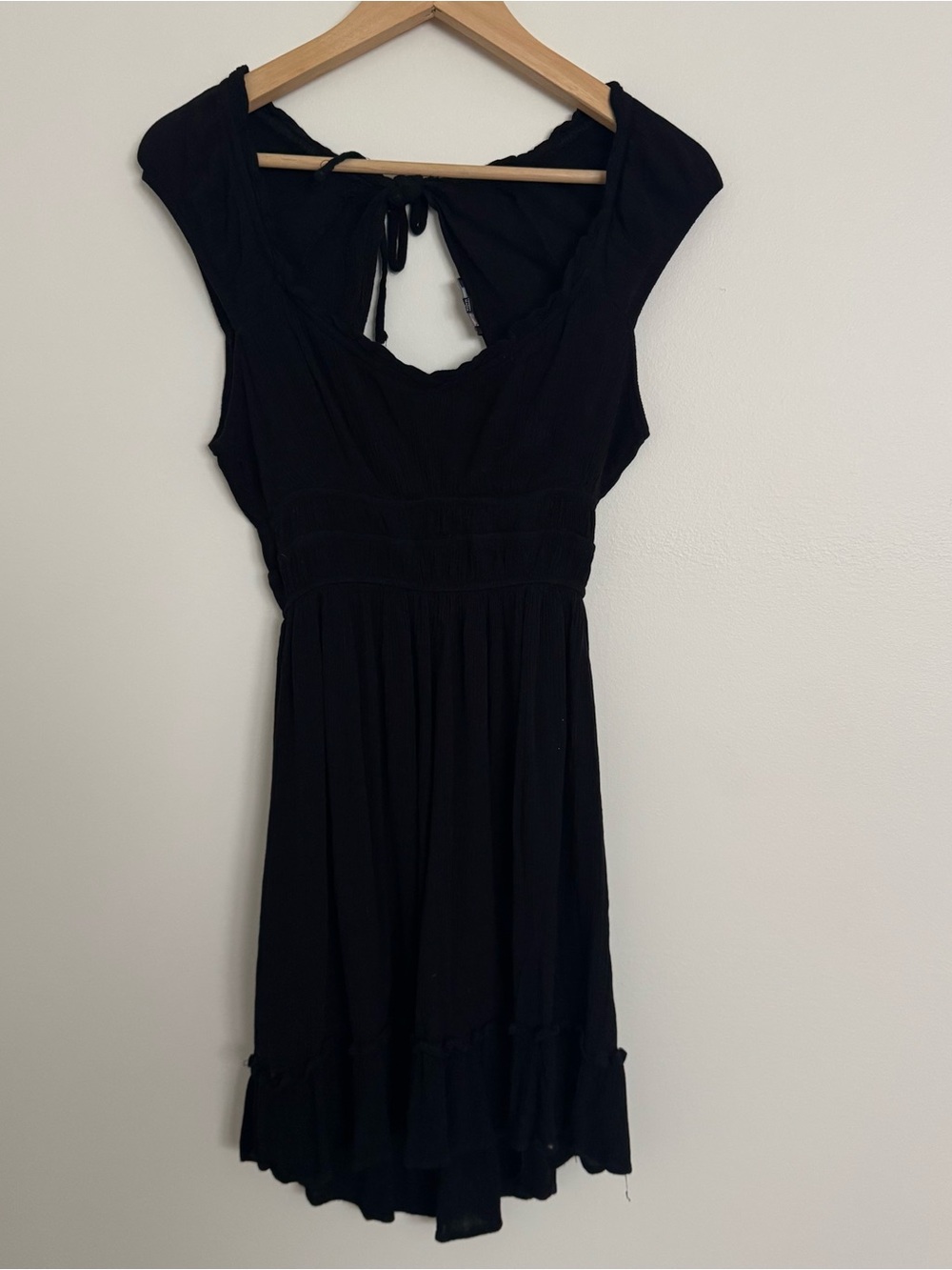 Mossimo Supply Co. Black Tie-Back Ruffle Hem Dress